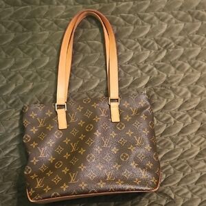 Louis Vuitton Monogram Canvas Tote with Tan Handles